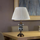 Rural Crystal Nightstand Light: Pleated Shade Living Room Table Lamp (Blue Light Purple Beige) Beige
