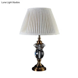 Rural Crystal Nightstand Light: Pleated Shade Living Room Table Lamp (Blue Light Purple Beige)