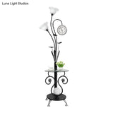 Rural Style Tree Shaped 2-Head Floor Lamp - Black/White Metallic Light For Bedroom