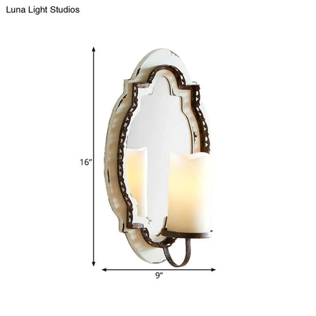 Rustic 1-Light Black/Blue Vanity Sconce: Clear Cylinder Wall Lighting For Bathroom