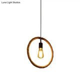 Rustic 1-Light Pendant Lamp With Brown Rope Frame For Living Rooms