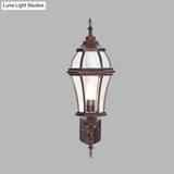 Rustic 1-Light Wall Sconce: Urn Shaped Clear Glass Lamp Fixture