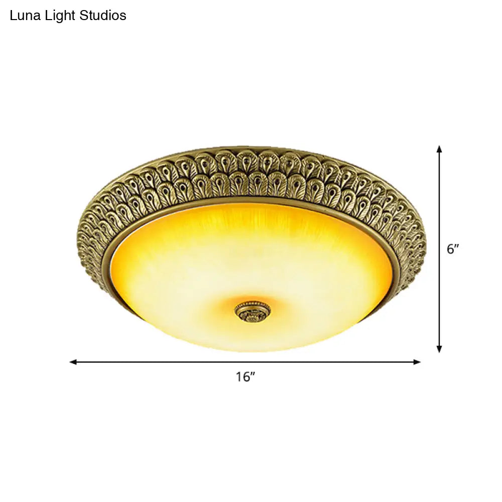 Rustic Amber Glass Led Ceiling Light In Gold Various Sizes