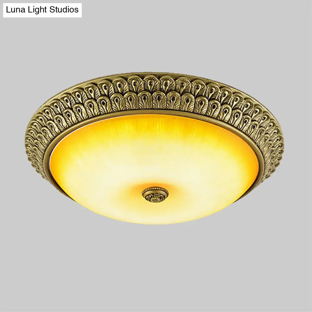 Rustic Amber Glass Led Ceiling Light In Gold Various Sizes