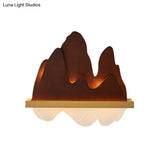 Rustic Asian Style 6-Bulb Wooden Wall Light Fixture For Bedside - Brown Mural Lighting