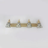 Rustic Bathroom Wall Sconce Lamp With Leaf Pattern Stained Glass - Copper/Antique Brass/Beige Beige