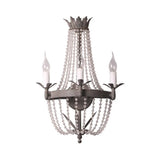 Rustic Beaded Wall Mounted Lighting - 2/3 Light Metallic Sconce Fixture For Bedroom Sizes: 8/10/12 W