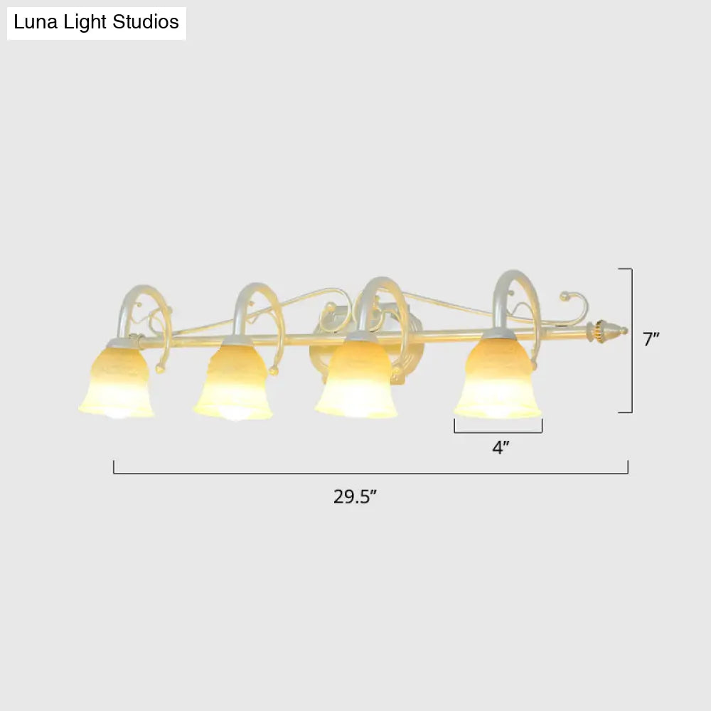 Rustic Beige Glass Vanity Mirror Light: Carillon Shaped Wall Mounted Fixture For Bathrooms