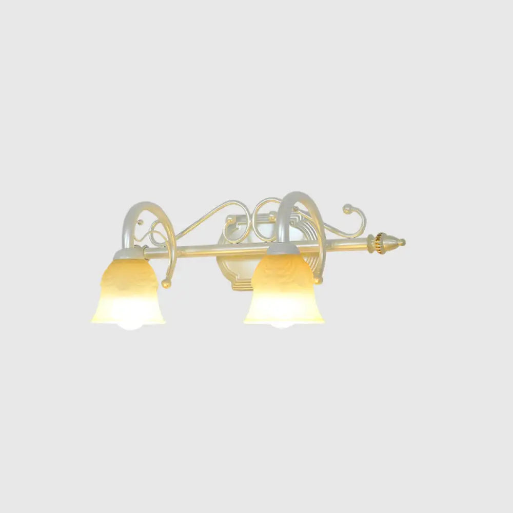 Rustic Beige Glass Vanity Mirror Light: Carillon Shaped Wall Mounted Fixture For Bathrooms 2 / White