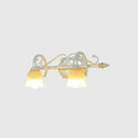 Rustic Beige Glass Vanity Mirror Light: Carillon Shaped Wall Mounted Fixture For Bathrooms 2 / White