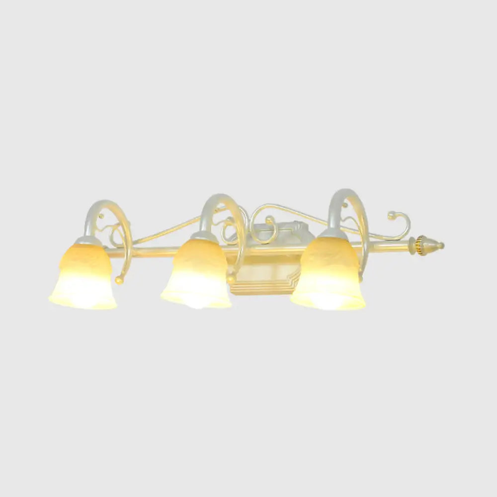 Rustic Beige Glass Vanity Mirror Light: Carillon Shaped Wall Mounted Fixture For Bathrooms 3 / White