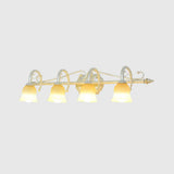 Rustic Beige Glass Vanity Mirror Light: Carillon Shaped Wall Mounted Fixture For Bathrooms 4 / White