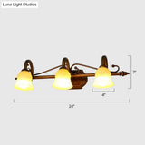 Rustic Beige Glass Vanity Mirror Light: Carillon Shaped Wall Mounted Fixture For Bathrooms