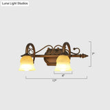 Rustic Beige Glass Vanity Mirror Light: Carillon Shaped Wall Mounted Fixture For Bathrooms