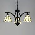Rustic Black Chandelier Lighting With Blue/Green Leaf Design - 3 Lights 16’’ Metal Chain Hang