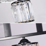 Rustic Black Cylindrical Island Pendant With 3 Lights & Prismatic Crystal Ideal For Tables