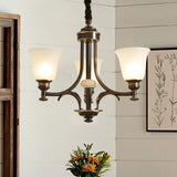 Rustic Black Frosted Glass Chandelier - Flared Suspension Light For Living Room 3 /