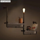 Rustic Black Iron Wall Mounted Pipe Shelf Light 1-Bulb Lighting For Dining Room