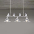 Rustic Black Island Pendant Lamp With Clear Glass 3 Bulbs Flared Design & Bird Decoration - Perfect