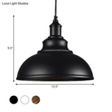 Rustic Bowl Shade Metallic Drop Pendant Ceiling Light For Dining Room