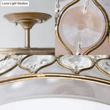 Rustic Bronze Metal And Crystal Semi Flush Mount Light Fixture With 3 Lights