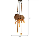 Rustic Brown Naked Bulb Pendant Light - Restaurant Suspension Lamp With Rope Fixture / Long Column