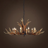 Rustic Brown Resin Antler Chandelier Ceiling Light With Candle Design - Authentic Look 10 / A