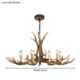Rustic Brown Resin Antler Chandelier Ceiling Light With Candle Design - Authentic Look