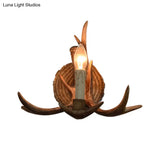 Rustic Brown Resin Antlers Wall Sconce - Cottage Décor 1 Head Candle Light