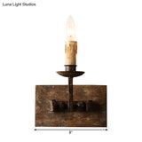 Rustic Candelabra Wall Light Fixture - 1/2/3-Bulb Metallic Lamp In Brown With Wood Backplate