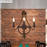 Rustic Candle Metal Sconce Light - 8/11.5/15 Wide Country Style 1/2/3 Lights Dining Room Wall