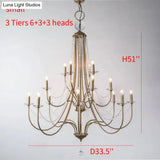 Rustic Candlestick Chandelier with Crystal Strand – Elegant Metallic Hanging Light Kit