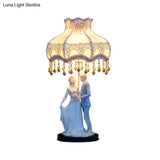 Rustic Ceramic Table Lamp With Fabric Shade | Countryside Couple Design