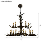 Rustic Chandelier Pendant With Resin Antler In Brass - 6/8/10-Light For Study Suspension