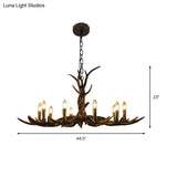 Rustic Chandelier Pendant With Resin Antler In Brass - 6/8/10-Light For Study Suspension