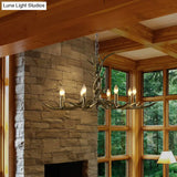 Rustic Chandelier Pendant With Resin Antler In Brass - 6/8/10-Light For Study Suspension