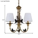 Rustic Cone Fabric Hanging Chandelier - White 3/6/8 Lights Suspension Pendant For Living Room