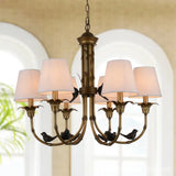 Rustic Cone Fabric Hanging Chandelier - White 3/6/8 Lights Suspension Pendant For Living Room 6 /