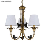 Rustic Cone Fabric Hanging Chandelier - White 3/6/8 Lights Suspension Pendant For Living Room