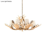 Rustic Conical Resin Hanging Chandelier Light - 8 Lights In Brown Ideal For Dining Room