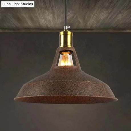 Rustic Copper/Beige/Rust/Gray Barn Pendant Light – Farmhouse-Wrought Iron 1-Light Fixture For