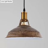 Rustic Copper/Beige/Rust/Gray Barn Pendant Light – Farmhouse-Wrought Iron 1-Light Fixture For