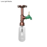 Rustic Copper Single Light Industrial Ceiling Fixture With Clear Glass Capsule Shade And Pipe Design