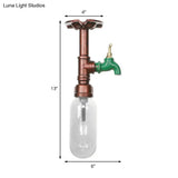 Rustic Copper Single Light Industrial Ceiling Fixture With Clear Glass Capsule Shade And Pipe Design