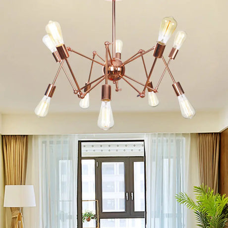 Rustic Copper Sputnik Pendant Chandelier - Indoor Light Fixture With 6/8/10 Lights 10 /