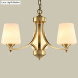 Rustic Cream Glass Gold Bud Chandelier Pendant Light For Living Room