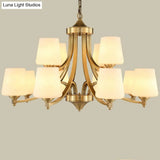 Rustic Cream Glass Gold Bud Chandelier Pendant Light For Living Room