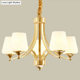 Rustic Cream Glass Gold Bud Chandelier Pendant Light For Living Room