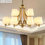 Rustic Cream Glass Gold Bud Chandelier Pendant Light For Living Room