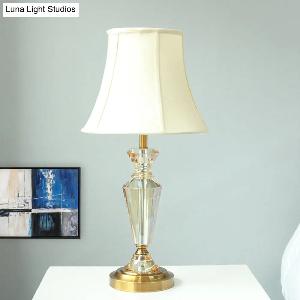 Rustic Crystal Bell Paneled Night Light - Living Room Lamp (White)